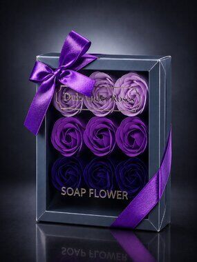 Bath & Body Luxury Purple Flower Lavender Rose Soap Romantic Gift Box Spa Set